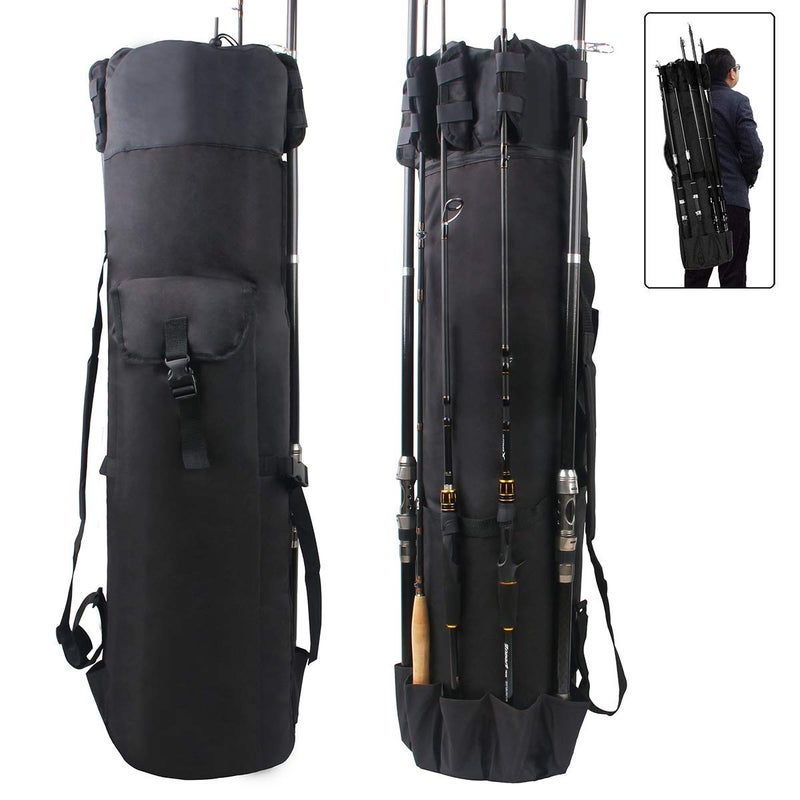 SILANON Fishing Rod Bag Pole Holder, Portable Fishing Rod Case Carrier Canvas Pole Storage Bag Travel Carry Case Waterproof Fishing Tackle Gear Organizer - Image 1